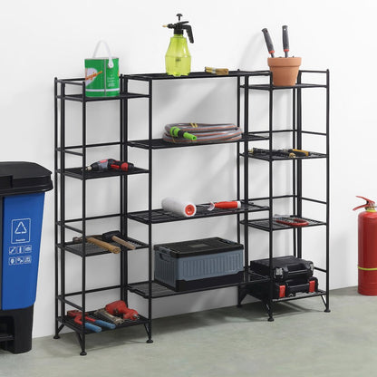 Xtra Storage 4 Tier Folding Metal Shelves with Set of 4 Extension Shelves