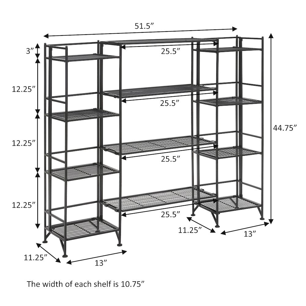 Xtra Storage 4 Tier Folding Metal Shelves with Set of 4 Extension Shelves