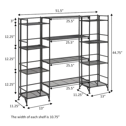 Xtra Storage 4 Tier Folding Metal Shelves with Set of 4 Extension Shelves