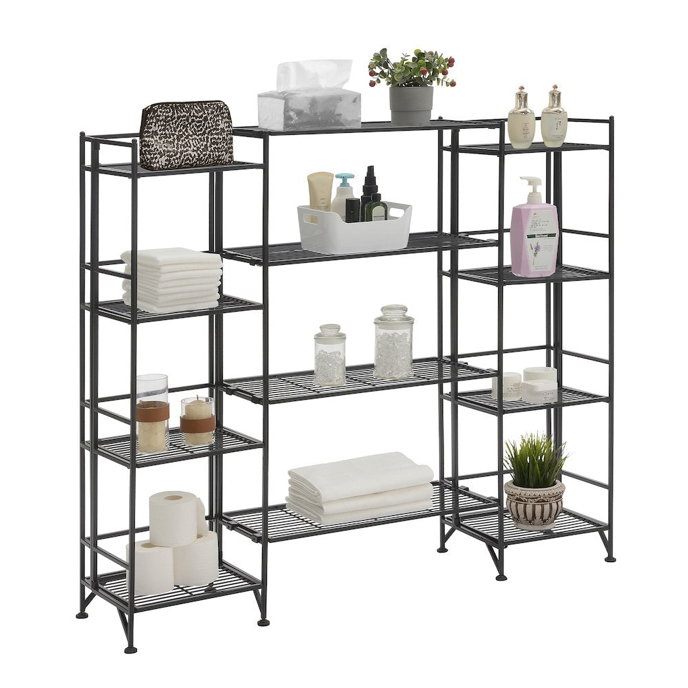 Xtra Storage 4 Tier Folding Metal Shelves with Set of 4 Extension Shelves