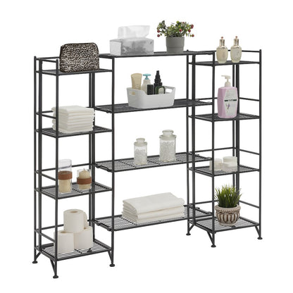 Xtra Storage 4 Tier Folding Metal Shelves with Set of 4 Extension Shelves