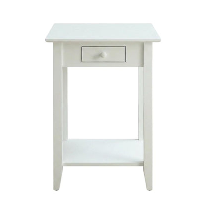 Wooden End Table with Drawer and Shelf for Living Room Use
