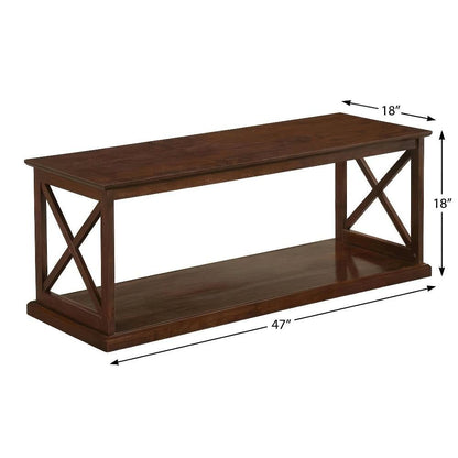 Brown Wood Coffee Table with Shelf Storage and Sturdy Construction