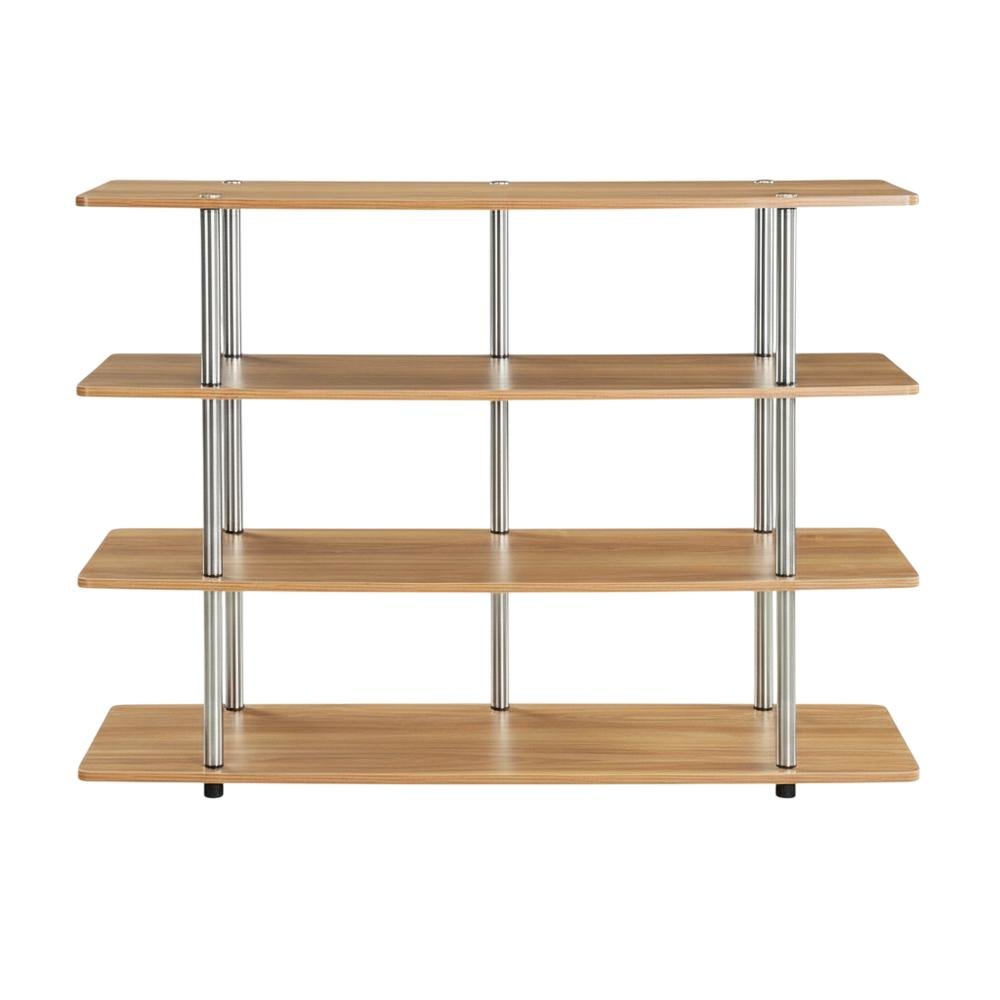 Light Oak No Tools XL Highboy TV Stand for TVs up to 55 Inches with Metal Poles
