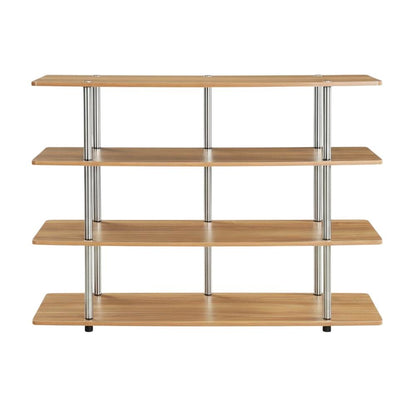 Light Oak No Tools XL Highboy TV Stand for TVs up to 55 Inches with Metal Poles