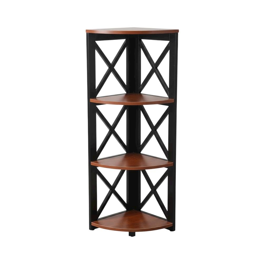 Corner Bookcase in Neutral Finish with Stable Support and Durable Construction