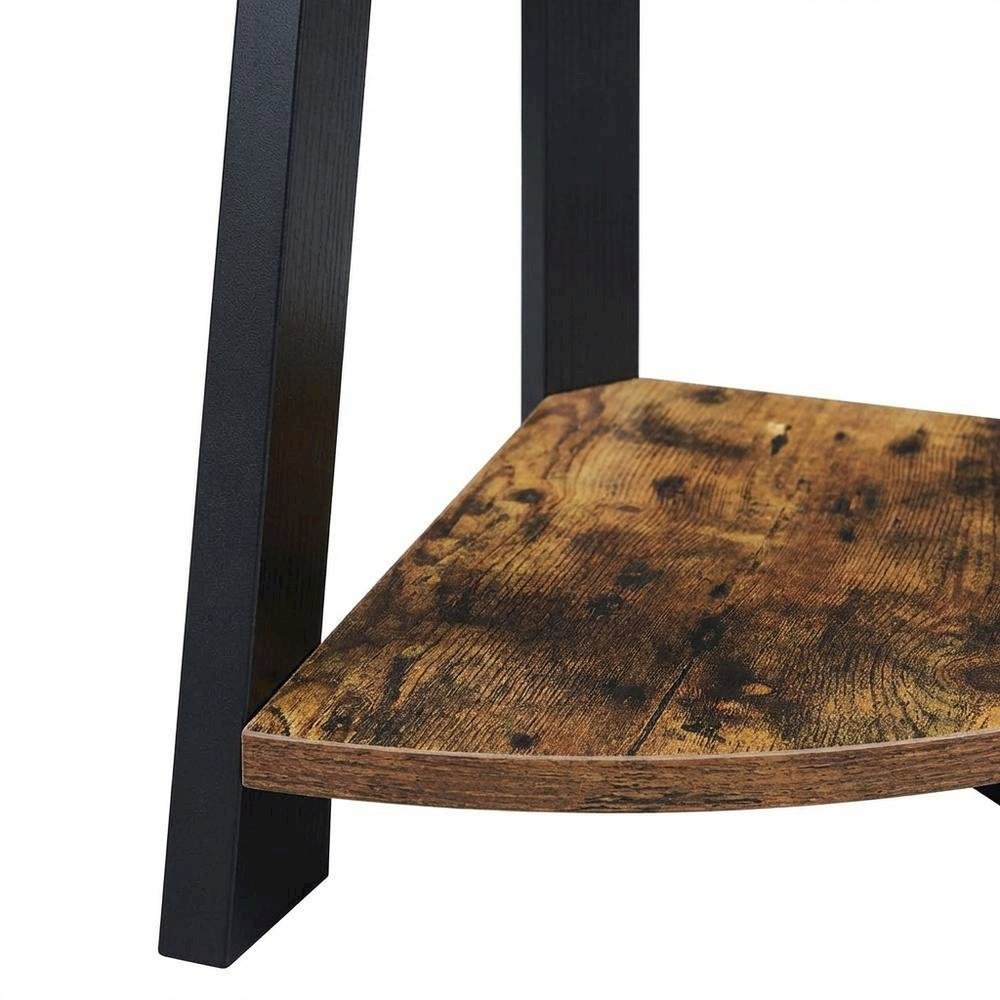 Contemporary Barnwood - Black 5-Tier Corner Bookshelf with Particle Board Design