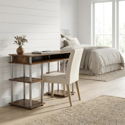 Durable Student Desk With Shelves And Melamine Veneer Finish