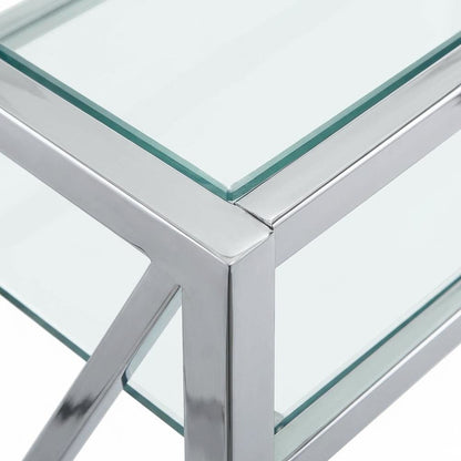Modern Chrome And Clear Glass 42-Inch Desk With Sleek Design For Office Use
