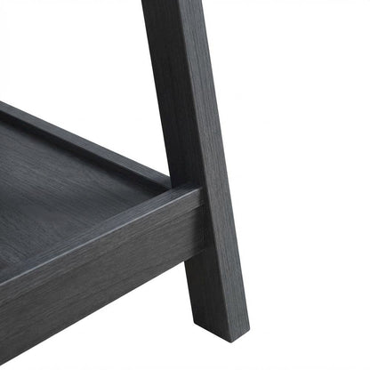 Wooden Trestle Desk With Shelves And Melamine Overlay For Office Space