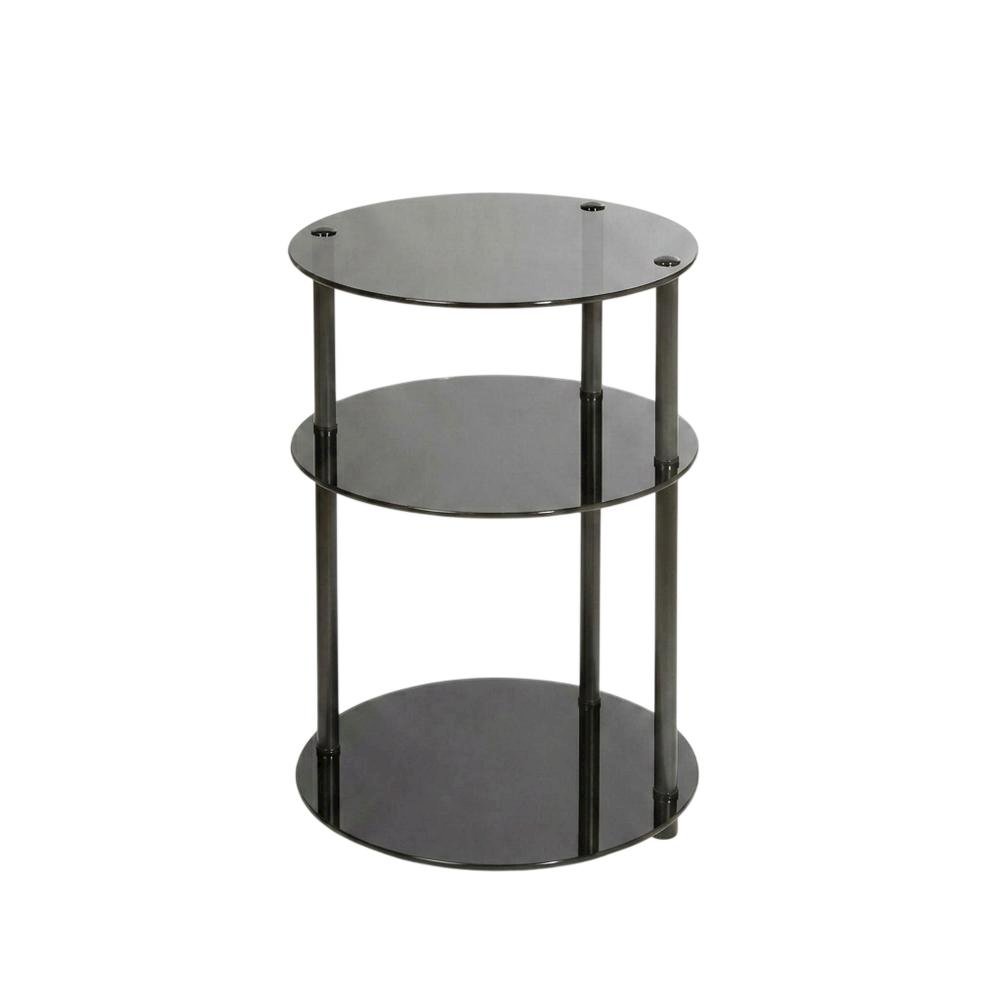 Glass 3-Tier Round Accent Table with Modern Design