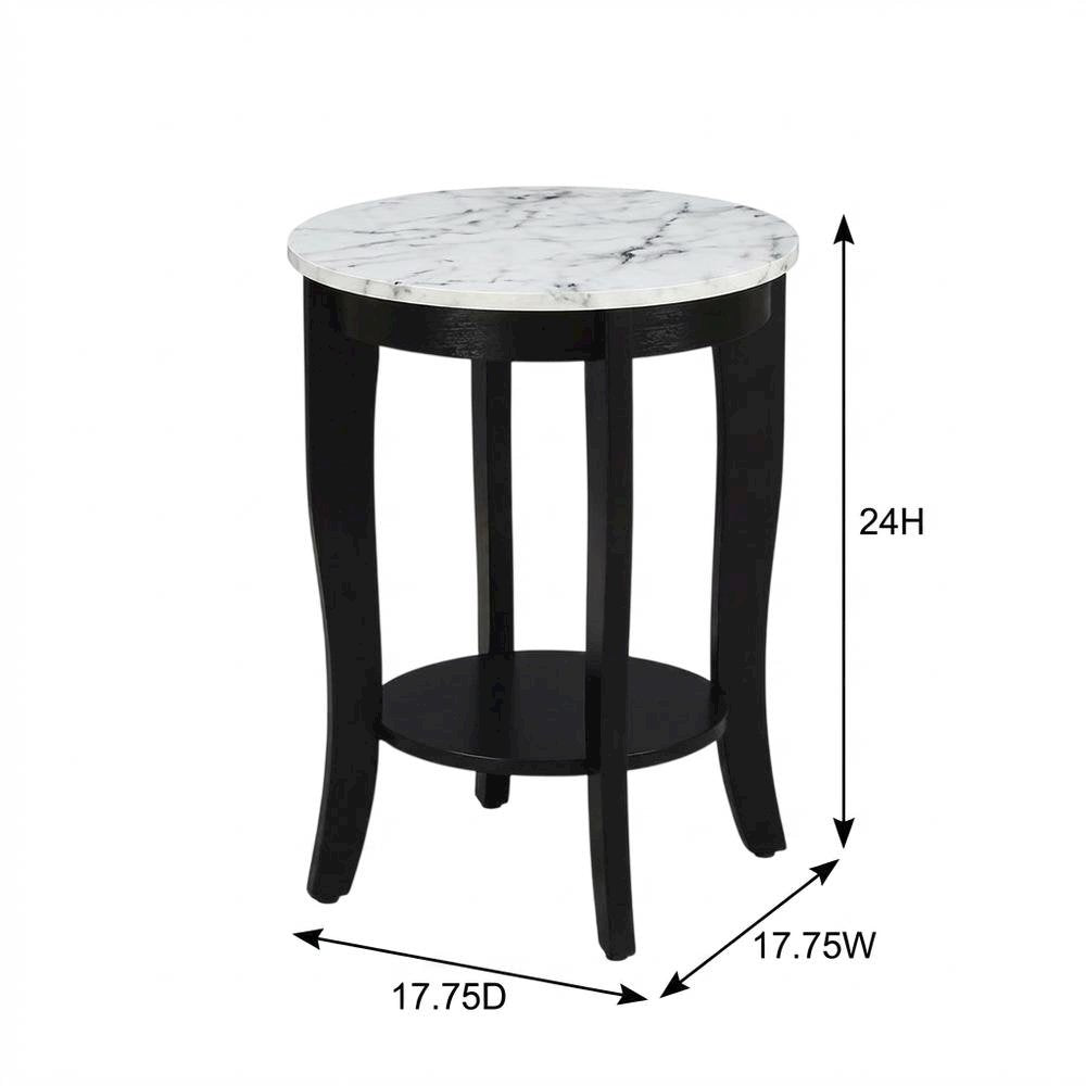 Round End Table with Solid Wood Top and Modern Design
