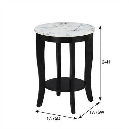 Round End Table with Solid Wood Top and Modern Design