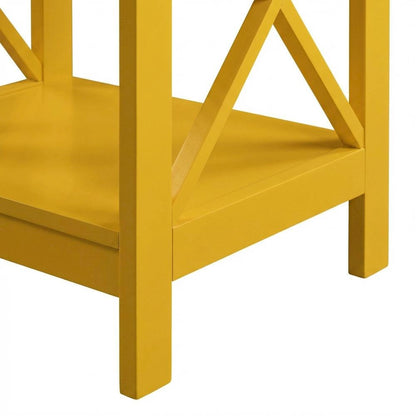 Yellow End Table with Shelves for Coastal-Style Home Decor