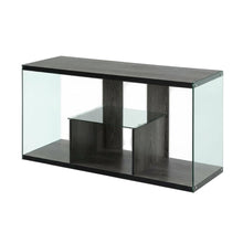 Weathered Gray TV Stand with Tempered Glass and PVC Edge Banding