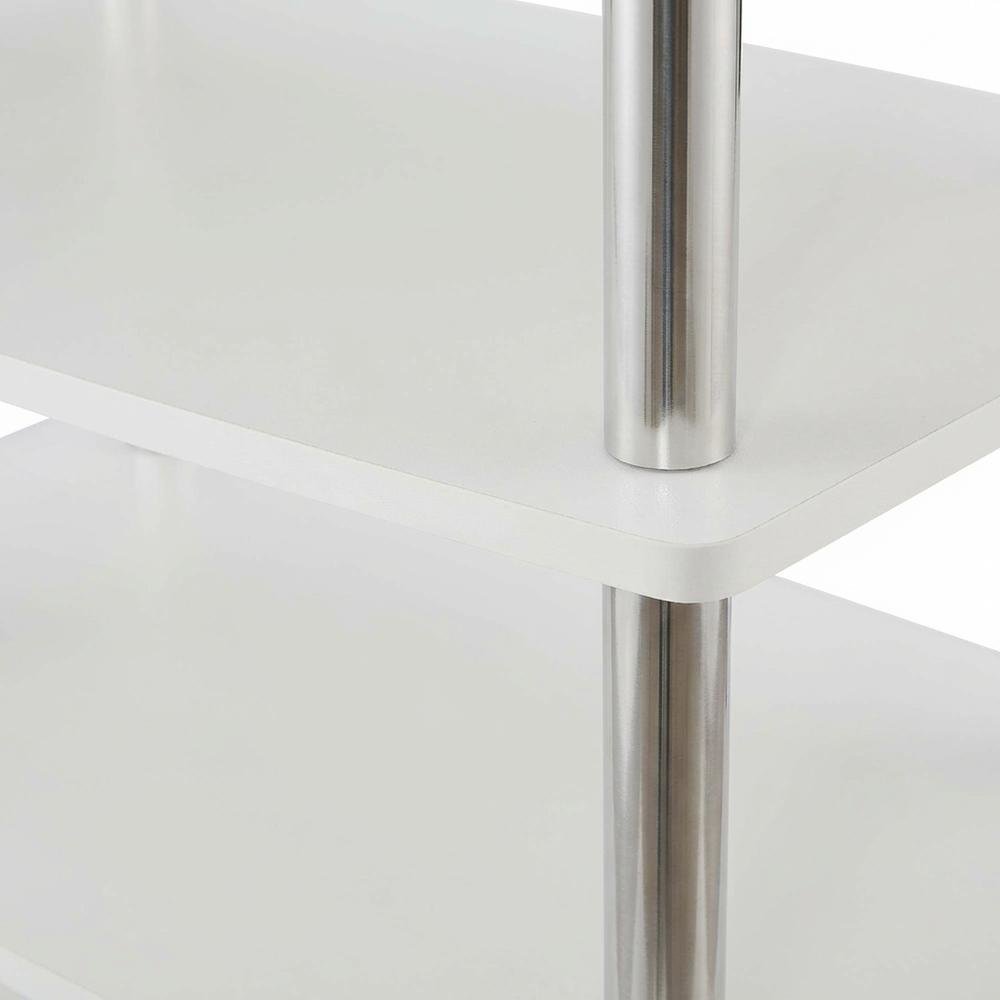 White TV Stand with 4-Tier Shelves and Transitional Design