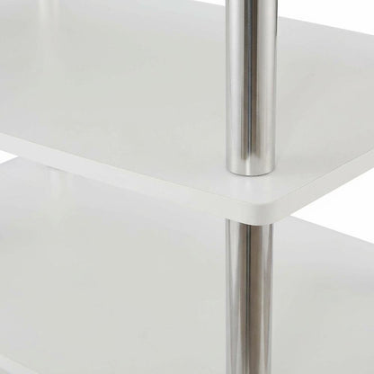 White TV Stand with 4-Tier Shelves and Transitional Design