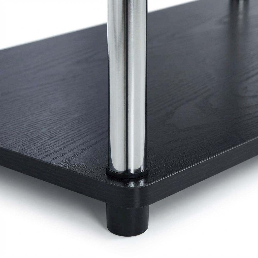 Black 3-Tier TV Stand with Particle Board and Metal Support