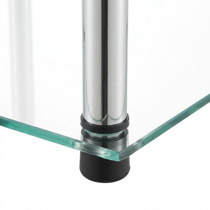 Corner Tower Shelf, Gray Glass, 5 Tier, Easy Assembly