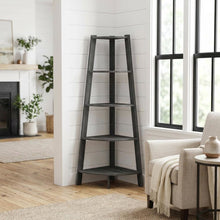 Corner Bookcase with Five Shelves for Space Saving Storage