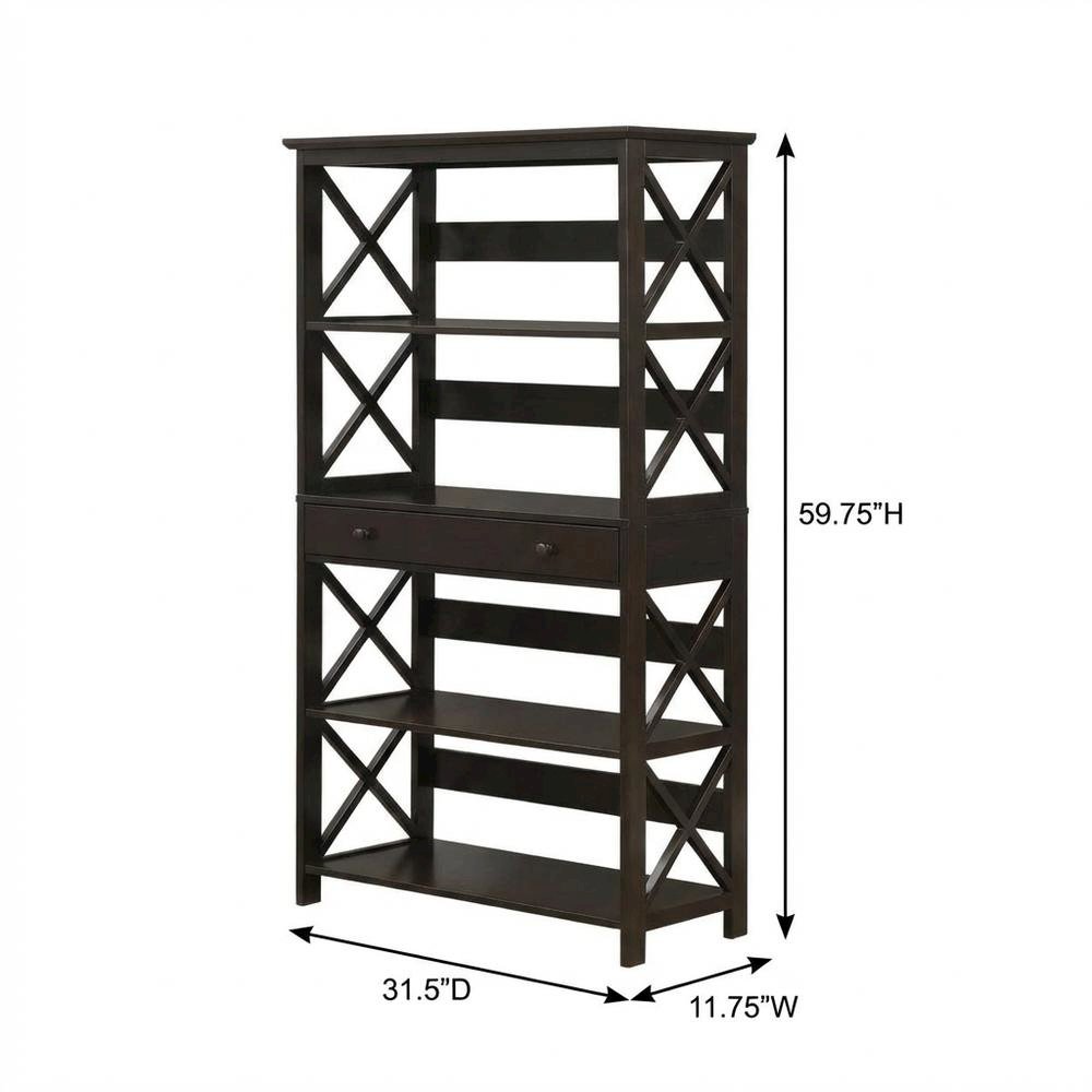 Wooden 5-Tier Bookcase with Drawer for versatile storage and organization