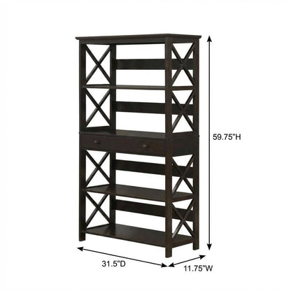 Wooden 5-Tier Bookcase with Drawer for versatile storage and organization