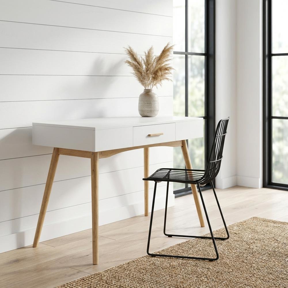Rubberwood Desk With Bamboo Handle And Piano Finish For Modern Office Spaces
