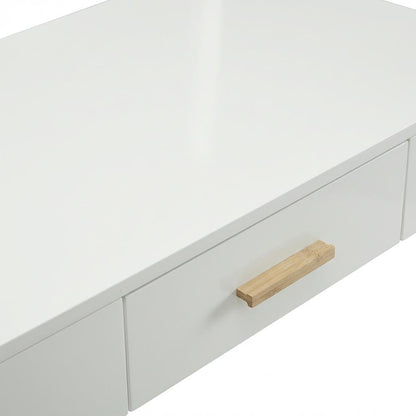 Rubberwood Desk With Bamboo Handle And Piano Finish For Modern Office Spaces