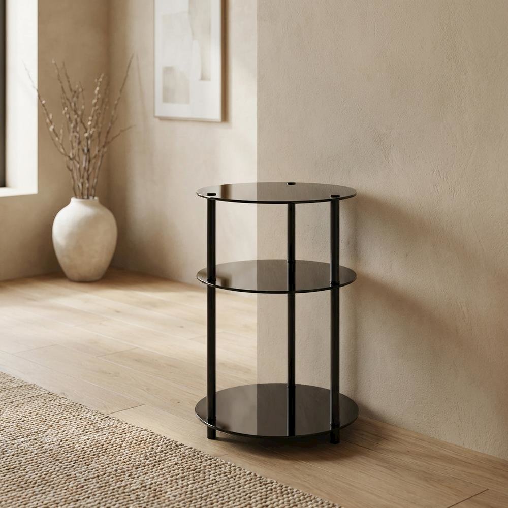 Glass 3-Tier Round Accent Table with Modern Design