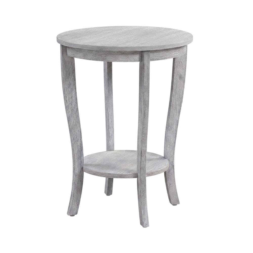 Round End Table with Distressed Finish and Sturdy Construction