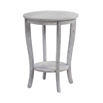 Round End Table with Distressed Finish and Sturdy Construction