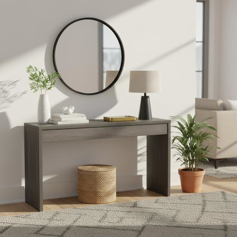 Console Desk, Gray, 48 Inch, Versatile, Hallway Foyer