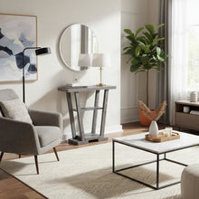 Console Table, Gray Woodgrain, 2 Shelves, Entryway, Sofa