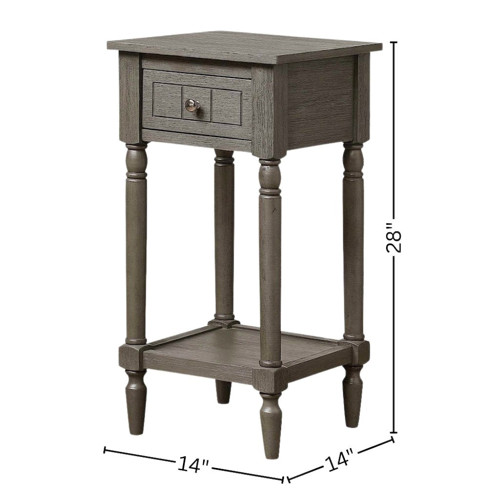 Accent Table, Gray, Drawer, Shelf, Versatile Wood, 14 Inch