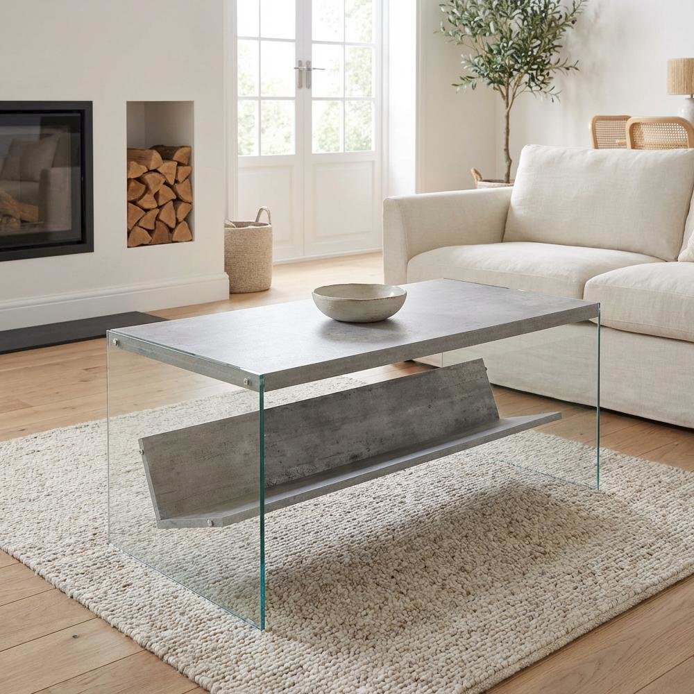 Glass Coffee Table with Shelf Contemporary Style and Sturdy Design