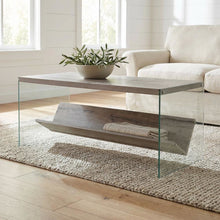 Glass Coffee Table Clear Contemporary Design with Lower Shelf and Sturdy Frame