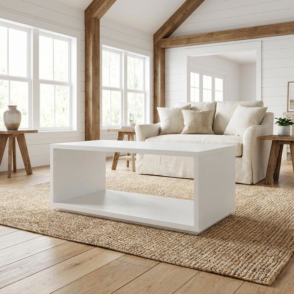 White Honeycomb Particle Board Coffee Table with Sturdy Construction