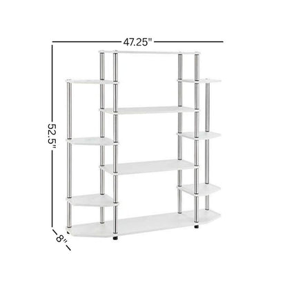 Wall Unit Bookshelf with 10 Tiers, White Finish, No Tools Required