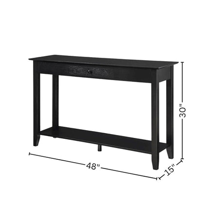 Classic Console Table, Black, Drawer, Shelf, Entryway Accent