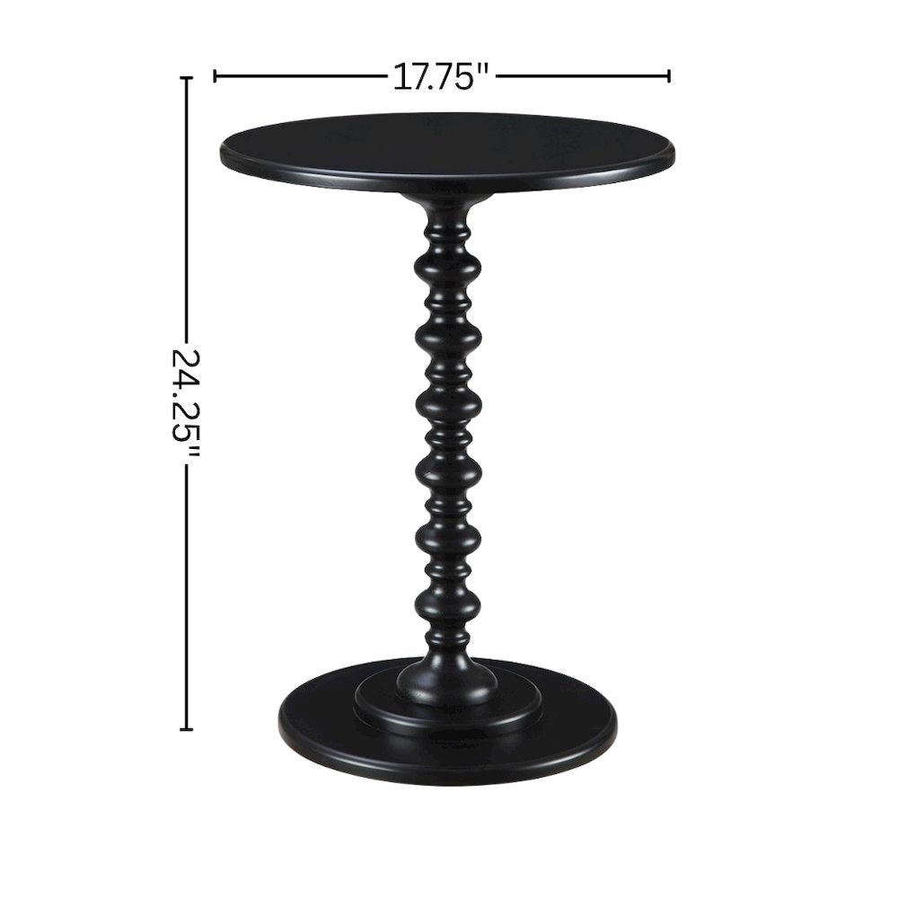 Coffee Spindle Table, Round, Black, Sculpted Base, Easy Setup