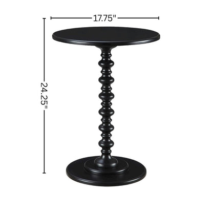 Coffee Spindle Table, Round, Black, Sculpted Base, Easy Setup