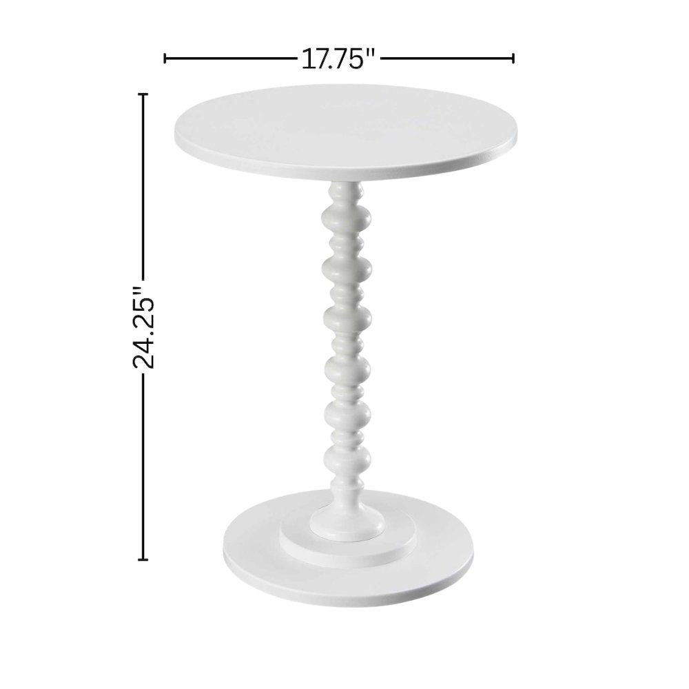 Spindle Coffee Table, White, Round, Turned Base, Easy Assembly