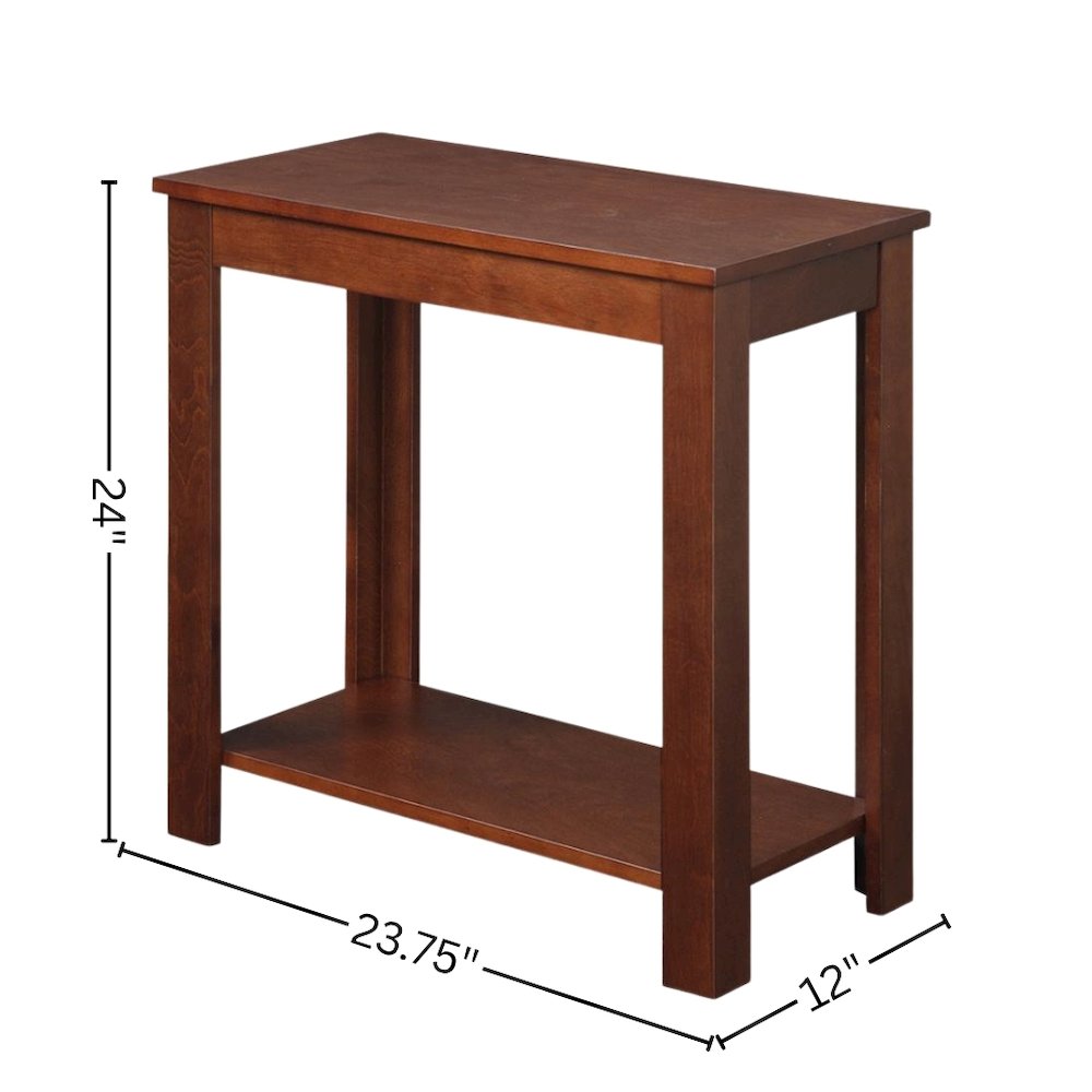 Chairside End Table, Mahogany, Bottom Shelf, Quick Setup