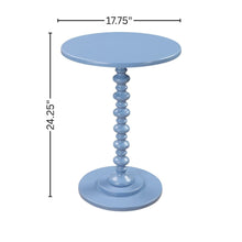 Spindle Coffee Table, Blue, Round, Turned Base, Vibrant