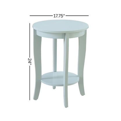 Circular End Table Modern Style, Bottom Shelf, Light Blue Finish, 17.75"
