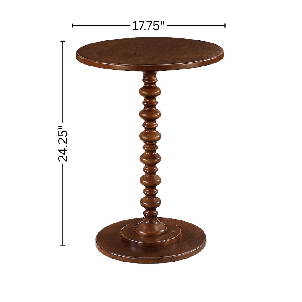 Spindle Coffee Table, Brown, Round, Turned Base, Easy Setup