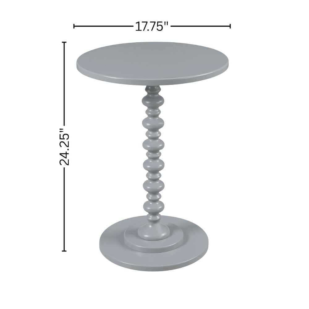 Spindle Coffee Table, Gray, Round, Turned Base, Easy Setup