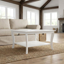 White Square Coffee Table with MDF Construction, Sturdy Design for Living Room