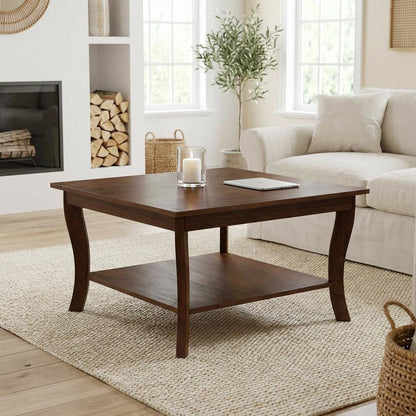 Espresso Coffee Table with MDF Construction and Square Design for Living Room