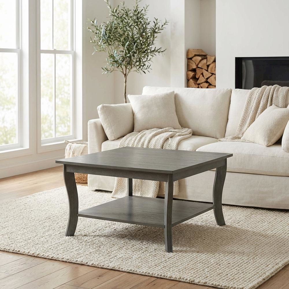 Wirebrush Dark Gray Coffee Table with MDF Top and Sturdy Construction